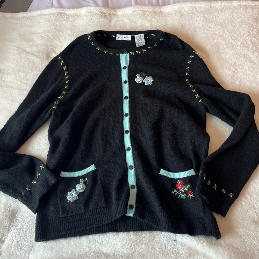 Vintage Embroidered Sweater Cardigan